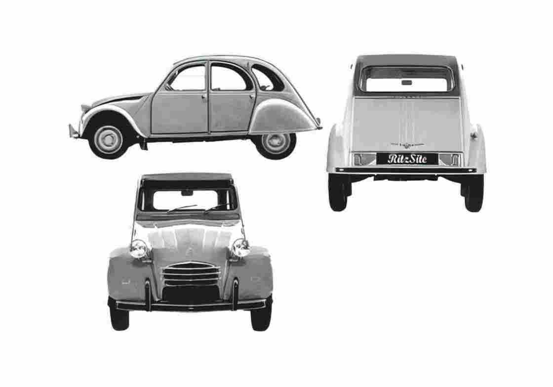 Blueprint Citroen 2CV AZ Hatchback 1963 A4 Photo Print