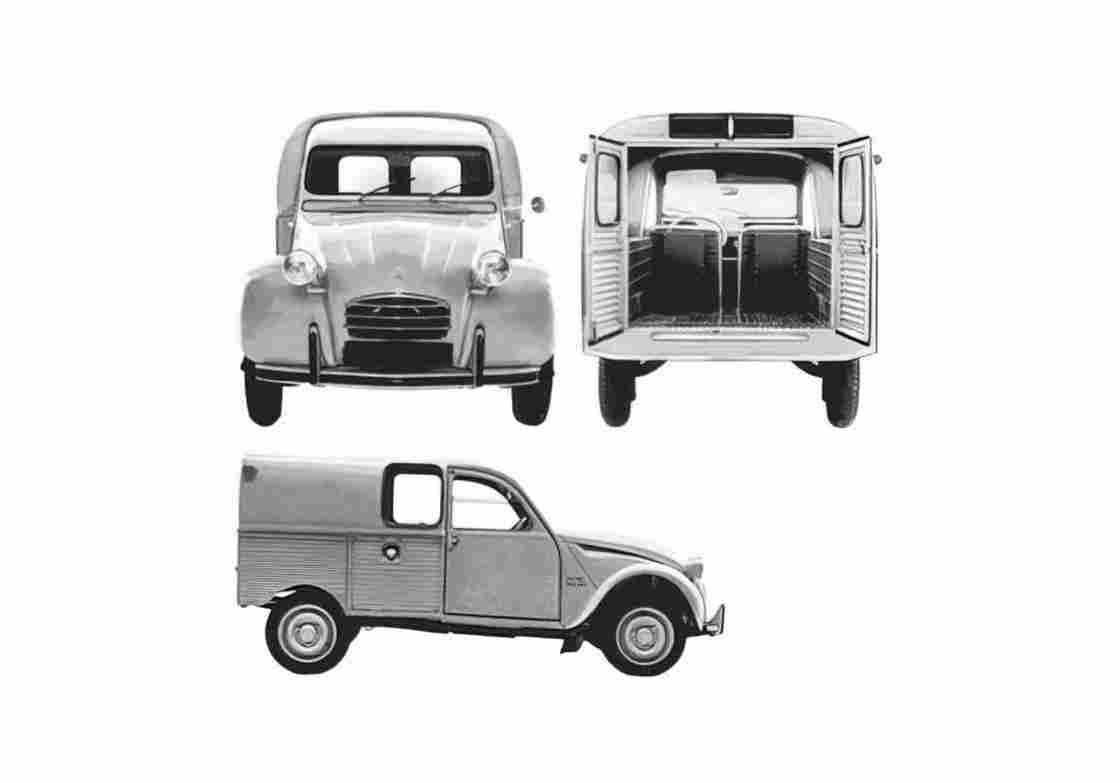 Blueprint Citroen 2CV AZU AK Wagon 1963 A4 Photo Print
