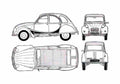 Blueprint Citroen 2CV Charleston Hatchback 1983 A4 Photo Print
