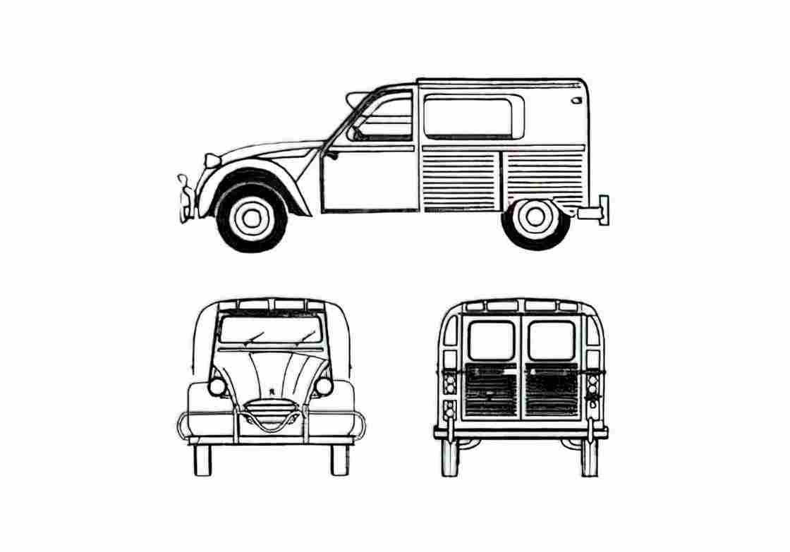Blueprint Citroen 2CV Fourgonette Argentina Wagon 1962 A4 Photo Print