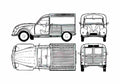 Blueprint Citroen 2CV Fourgonette Wagon 1974 A4 Photo Print