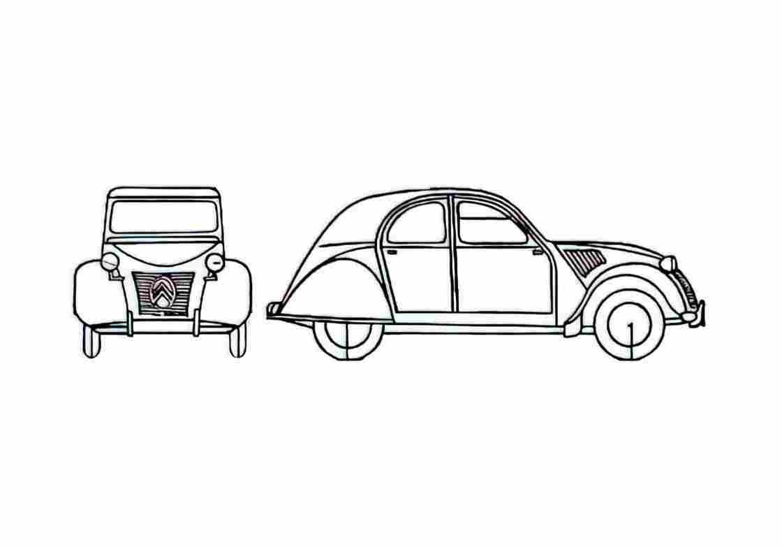 Blueprint Citroen 2CV Hatchback 1954 A4 Photo Print