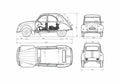 Blueprint Citroen 2CV Hatchback 1979 A4 Photo Print