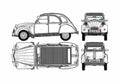 Blueprint Citroen 2CV6 Hatchback 1963 A4 Photo Print