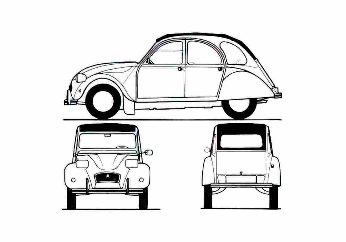 Blueprint Citroen 2CV6 Hatchback 1979 A4 Photo Print