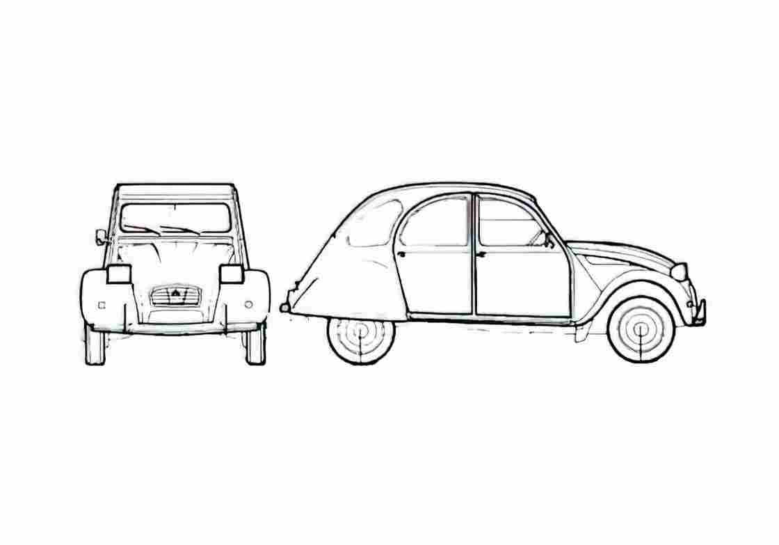 Blueprint Citroen 2CV6 Hatchback 1982 A4 Photo Print