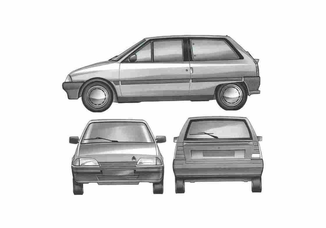Blueprint Citroen AX 3 door Hatchback 1991 A4 Photo Print