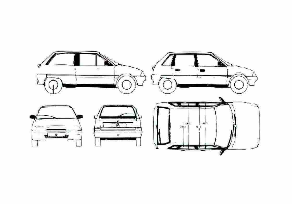 Blueprint Citroen AX Hatchback 1991 A4 Photo Print