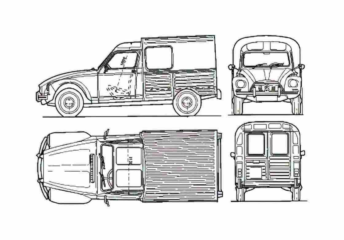 Blueprint Citroen Acadiane Van 1978 A4 Photo Print