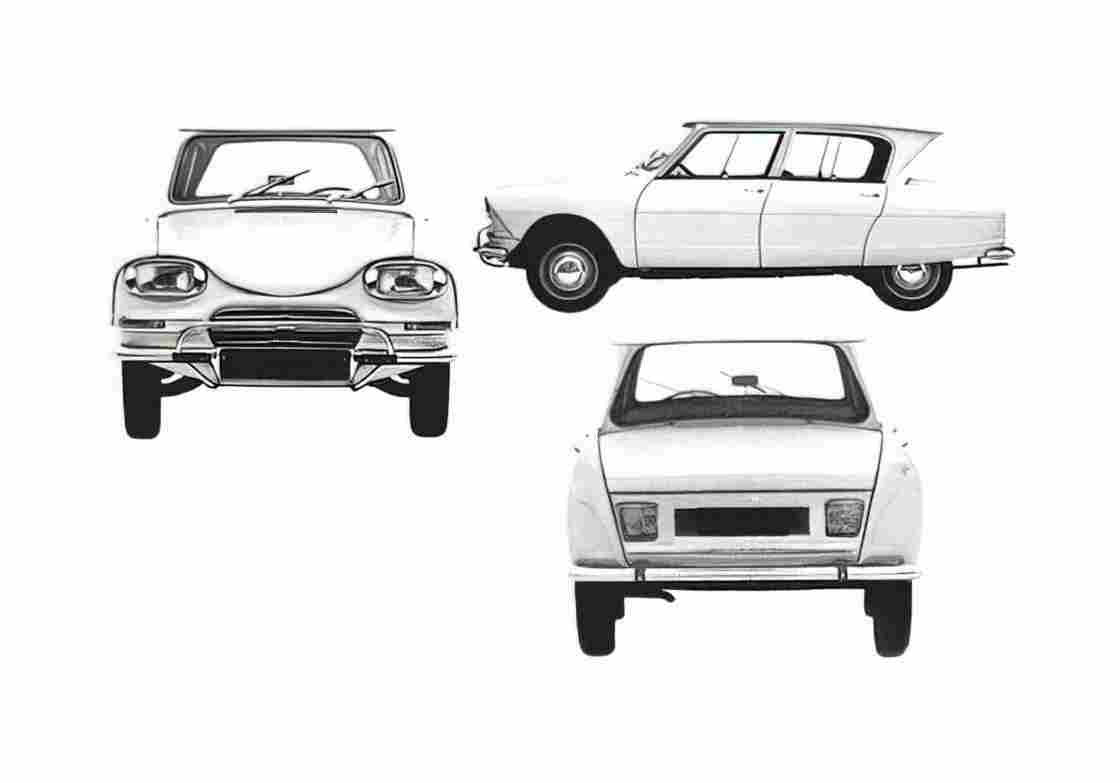 Blueprint Citroen Ami 6 Berline Sedan 1961 A4 Photo Print