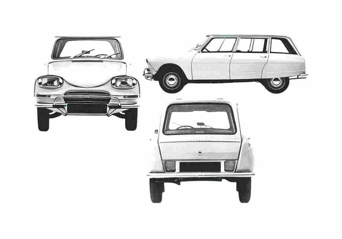 Blueprint Citroen Ami 6 Break Wagon 1961 A4 Photo Print