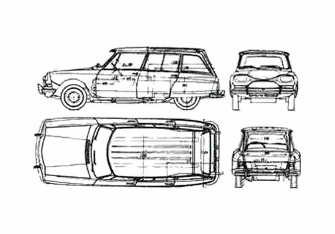 Blueprint Citroen Ami 8 Break Wagon 1972 A4 Photo Print