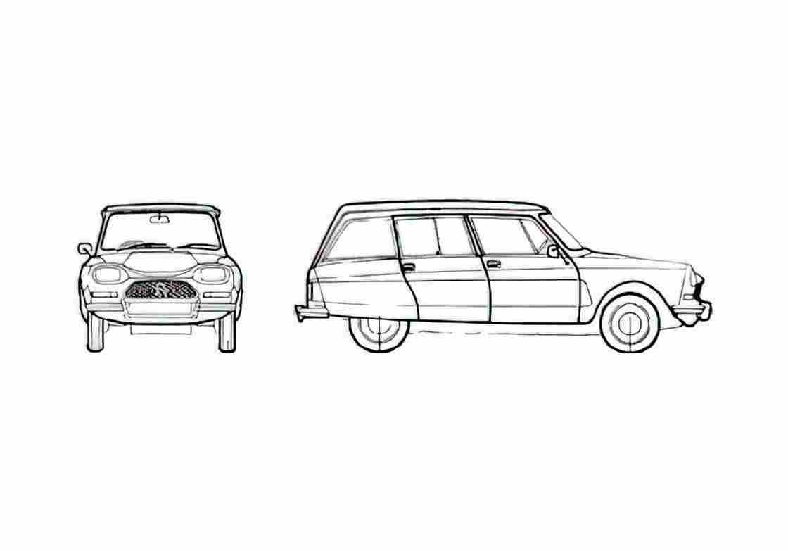 Blueprint Citroen Ami 8 Break Wagon 1974 A4 Photo Print