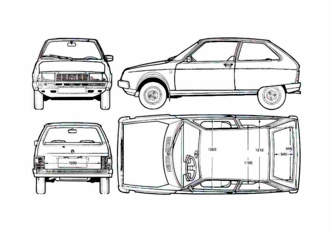 Blueprint Citroen Axel Hatchback 1984 A4 Photo Print