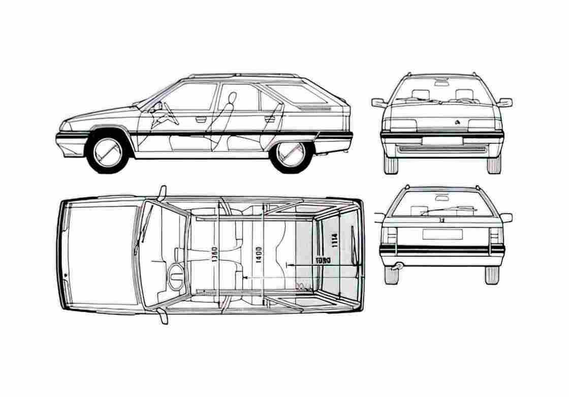 Blueprint Citroen BX Break Wagon 1983 A4 Photo Print