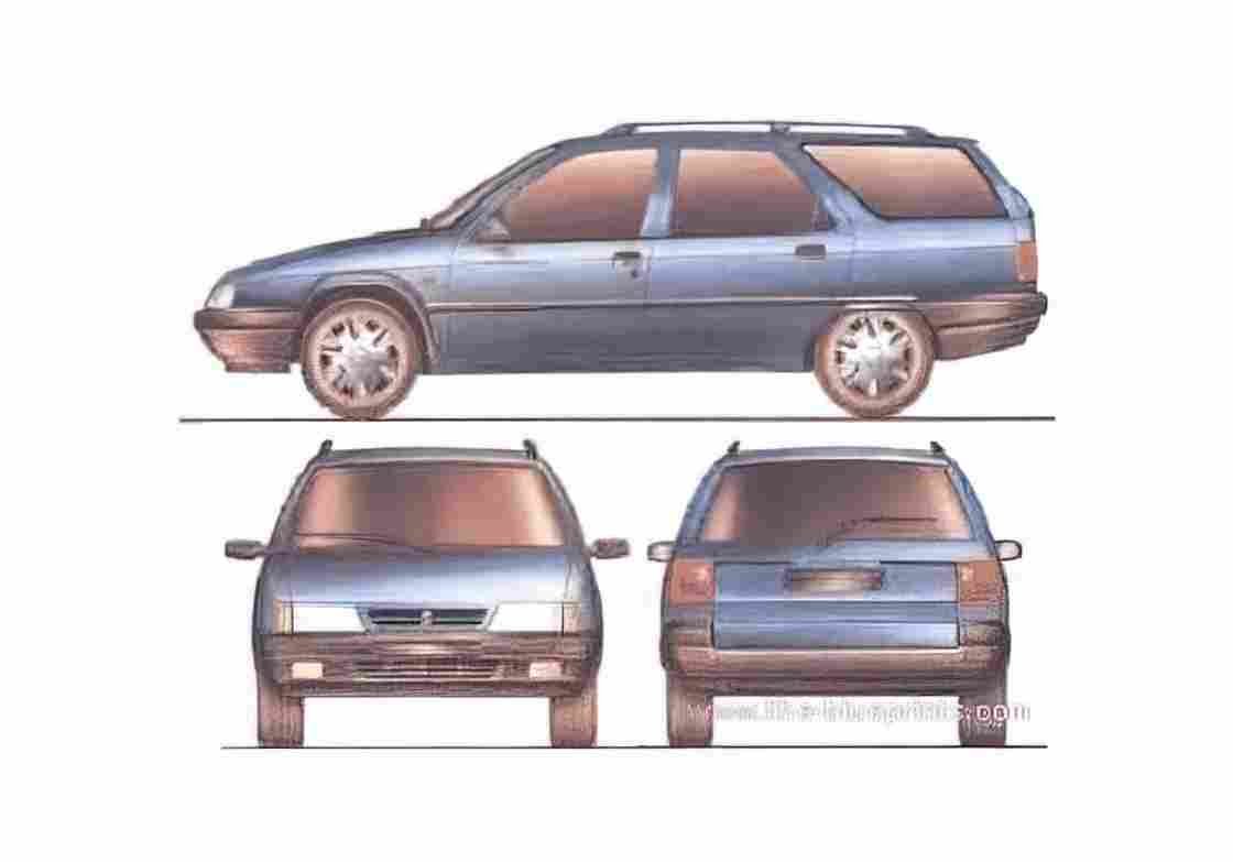 Blueprint Citroen BX Break Wagon 1990 A4 Photo Print