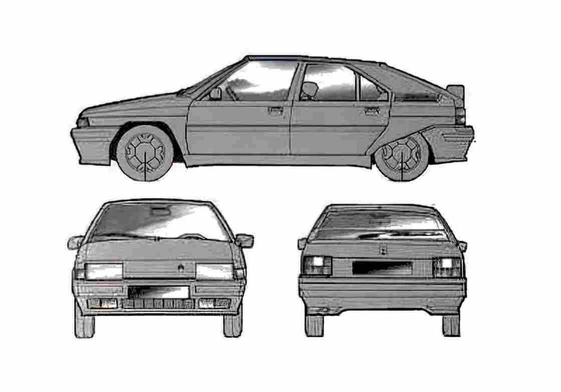 Blueprint Citroen BX Hatchback 1983 A4 Photo Print