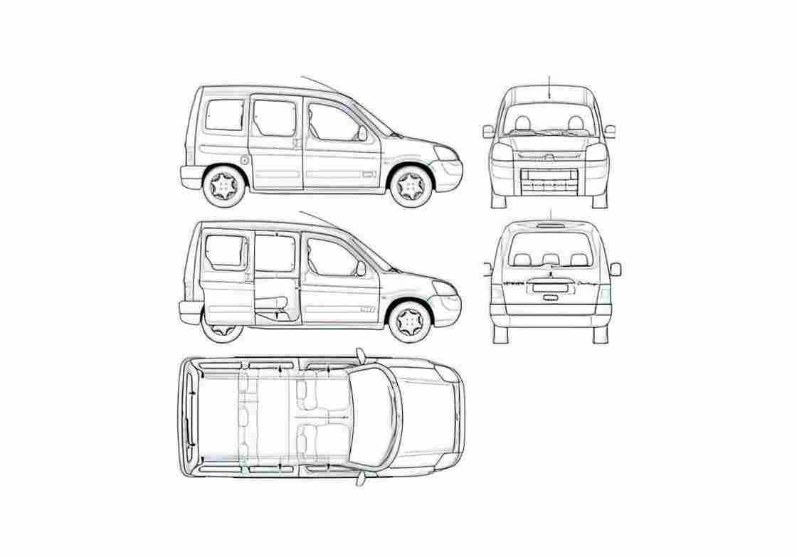 Blueprint Citroen Berlingo Minivan 2005 A4 Photo Print