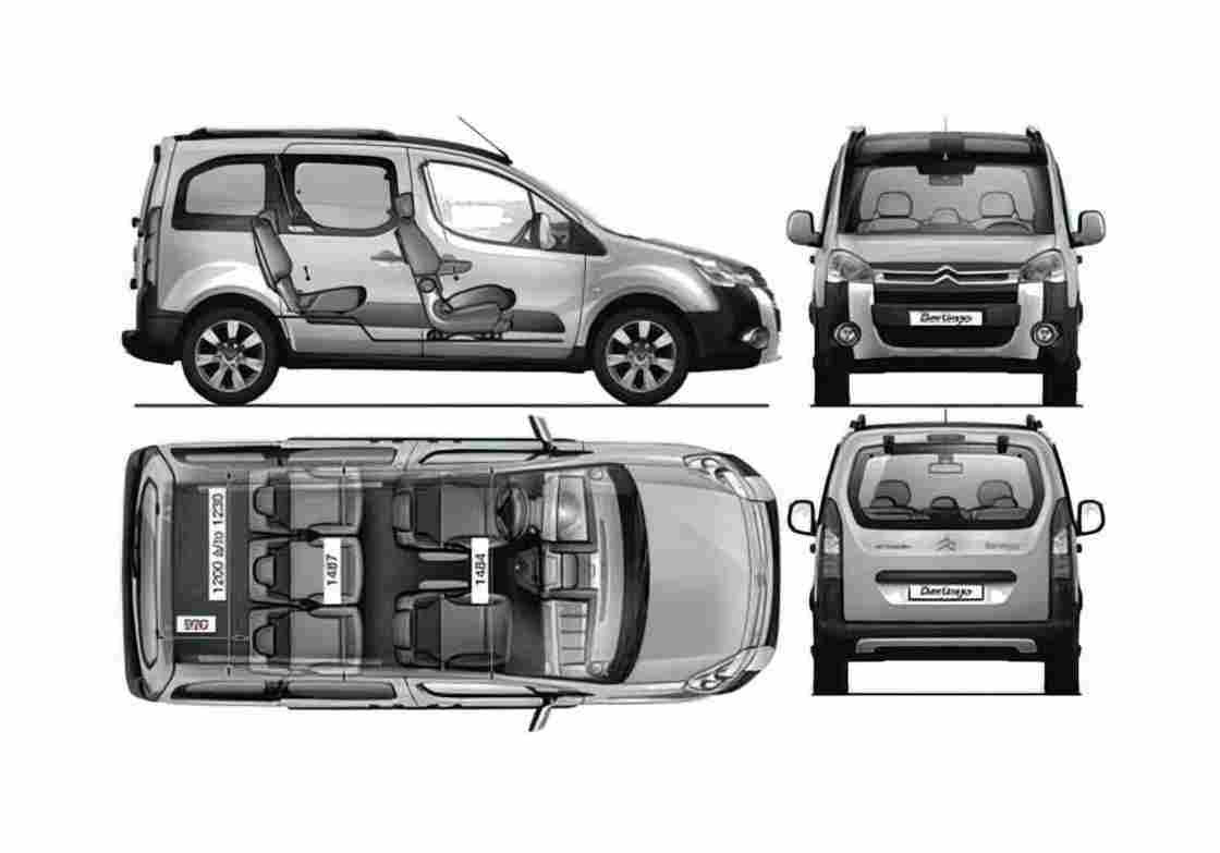 Blueprint Citroen Berlingo Multispace Minivan 2008 A4 Photo Print