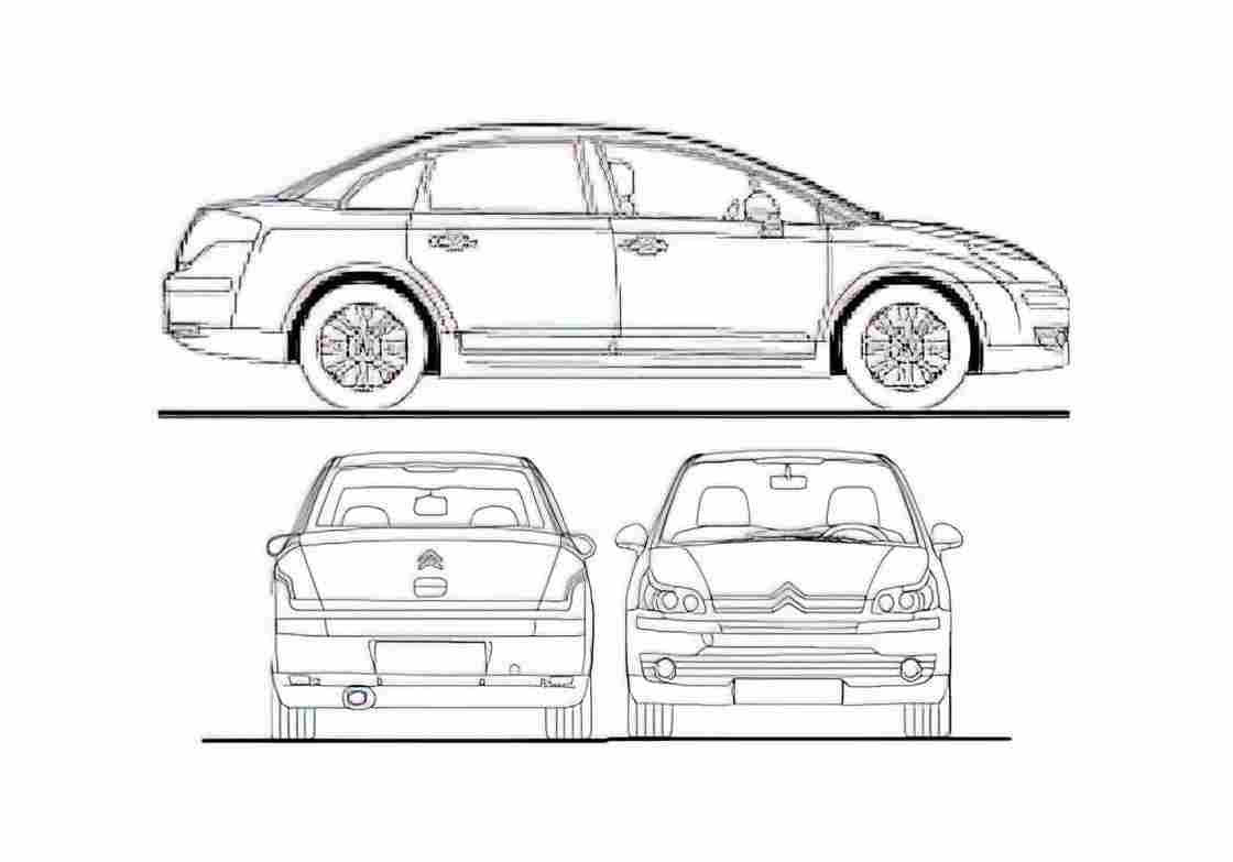 Blueprint Citroen C Triomphe China Sedan 2007 A4 Photo Print