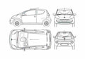 Blueprint Citroen C1 3 door Hatchback 2005 A4 Photo Print