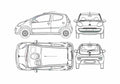 Blueprint Citroen C1 5 door Hatchback 2005 A4 Photo Print