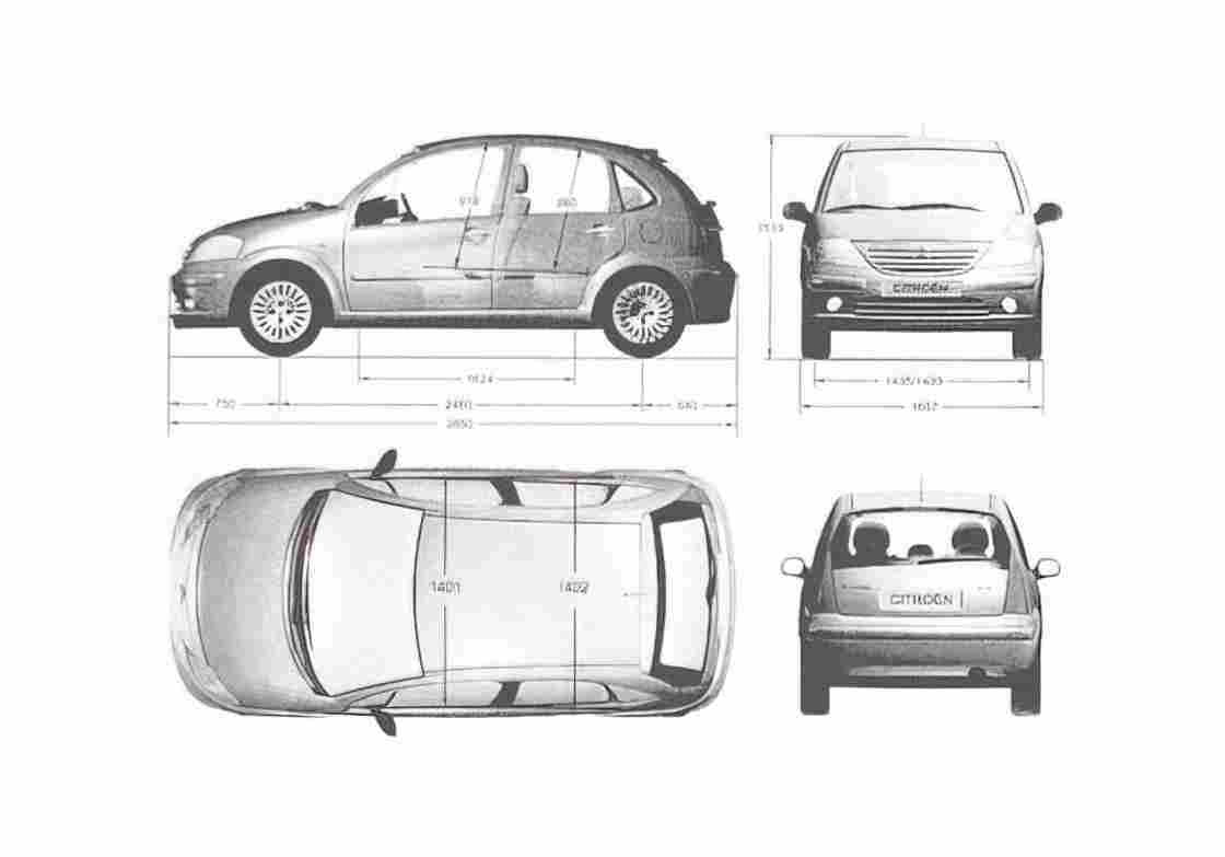 Blueprint Citroen C3 Hatchback 2003 A4 Photo Print
