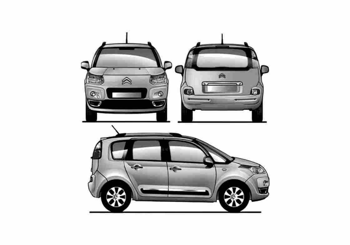 Blueprint Citroen C3 Picasso Minivan 2009 A4 Photo Print