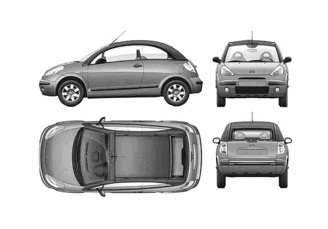 Blueprint Citroen C3 Pluriel Cabriolet 2003 A4 Photo Print