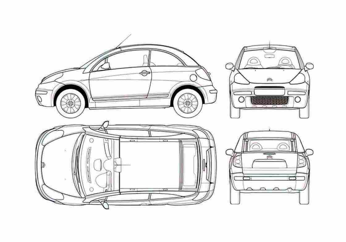 Blueprint Citroen C3 Pluriel Cabriolet 2005 A4 Photo Print