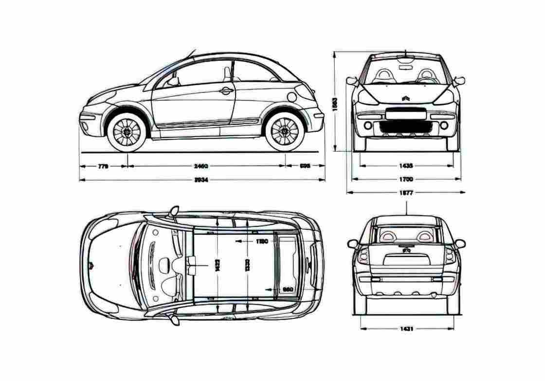 Blueprint Citroen C3 pluriel Hatchback 2003 A4 Photo Print