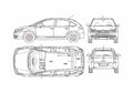 Blueprint Citroen C4 5 door Hatchback 2004 A4 Photo Print