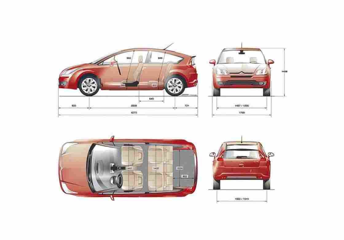 Blueprint Citroen C4 Coupe 2004 A4 Photo Print