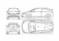 Blueprint Citroen C4 Coupe 2006 A4 Photo Print