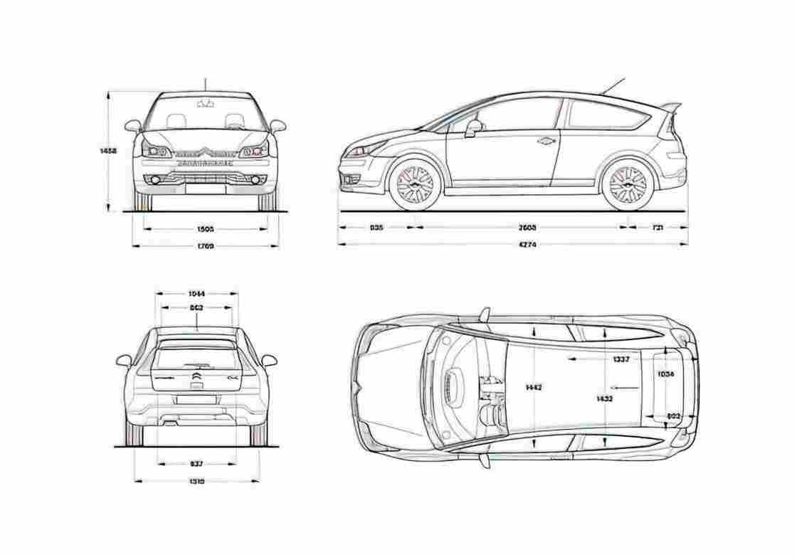 Blueprint Citroen C4 Coupe 2008 A4 Photo Print