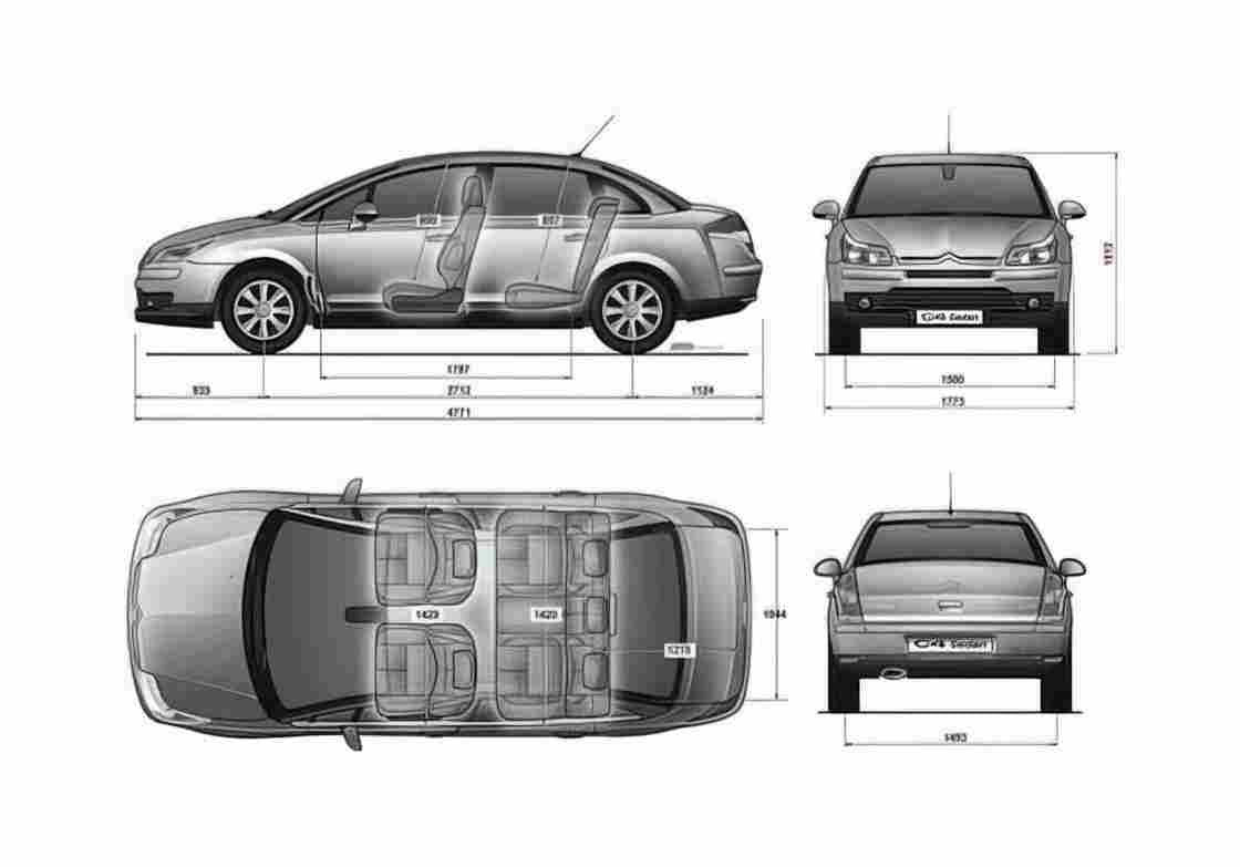 Blueprint Citroen C4 Pallas Sedan 2006 A4 Photo Print