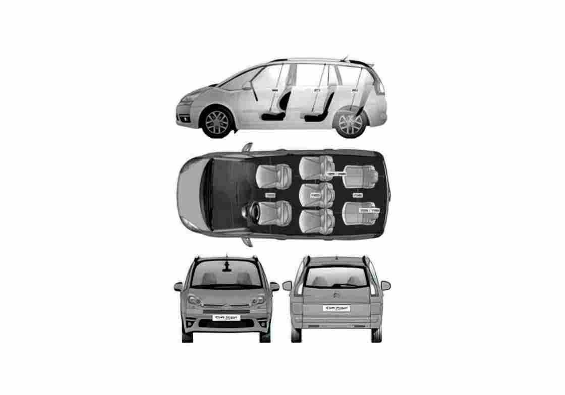 Blueprint Citroen C4 Picasso Minivan 2007 A4 Photo Print