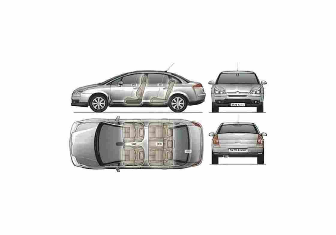 Blueprint Citroen C4 S1 Sedan 2010 01 A4 Photo Print