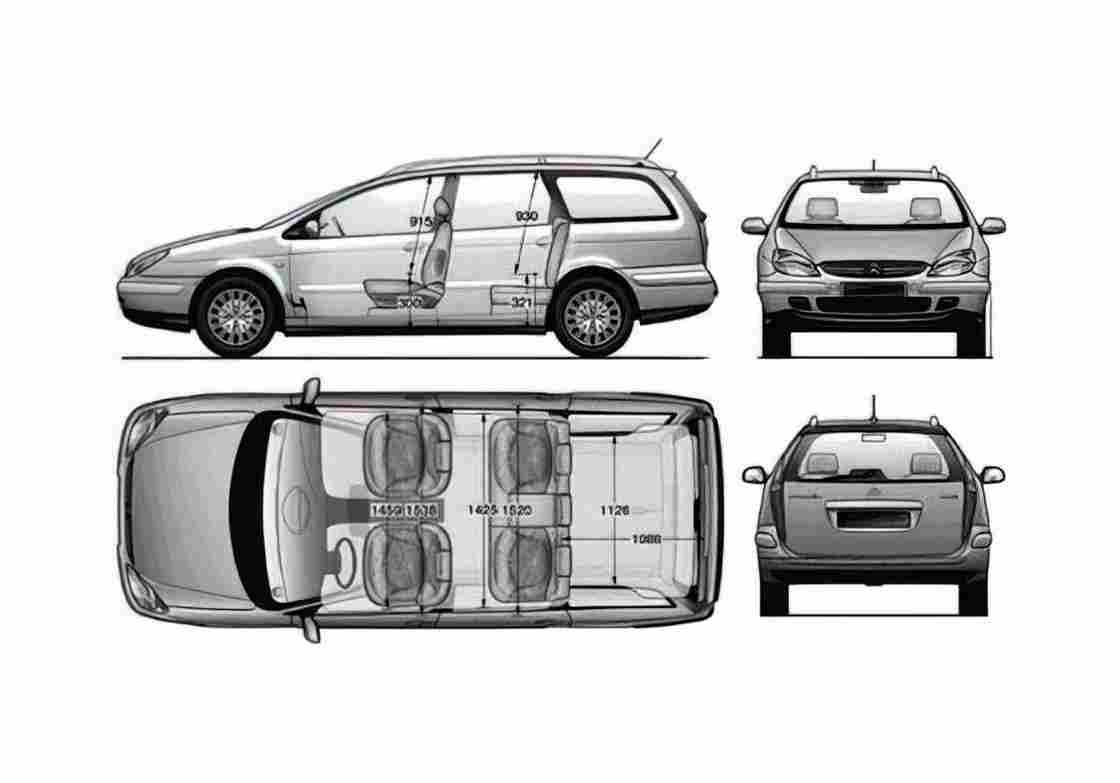 Blueprint Citroen C5 Break Wagon 2001 A4 Photo Print