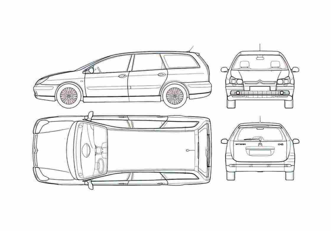 Blueprint Citroen C5 Break Wagon 2006 A4 Photo Print