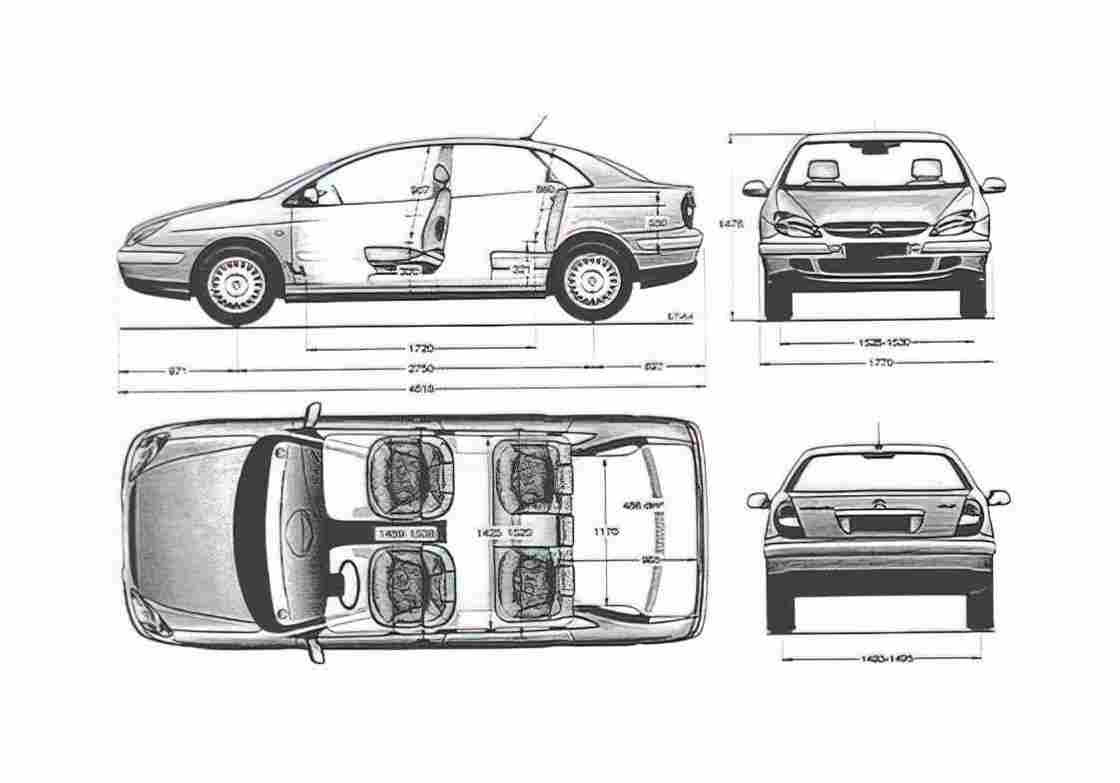 Blueprint Citroen C5 Hatchback 2001 A4 Photo Print