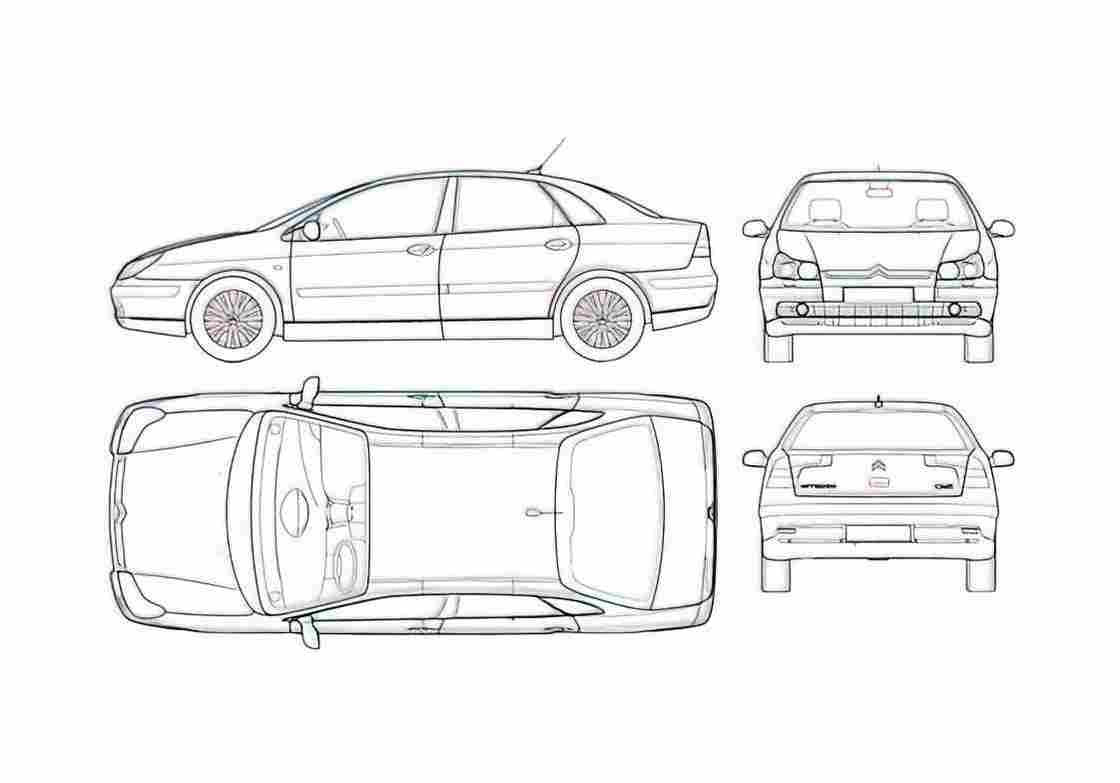 Blueprint Citroen C5 Hatchback 2006 A4 Photo Print
