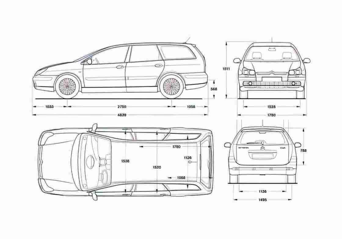 Blueprint Citroen C5 II Break Wagon 2006 A4 Photo Print