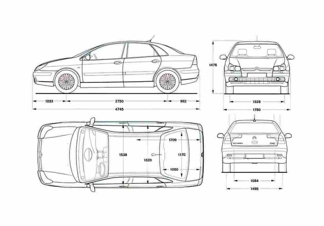 Blueprint Citroen C5 II Sedan 2006 A4 Photo Print
