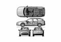 Blueprint Citroen C5 S2 Break Wagon 2008 A4 Photo Print