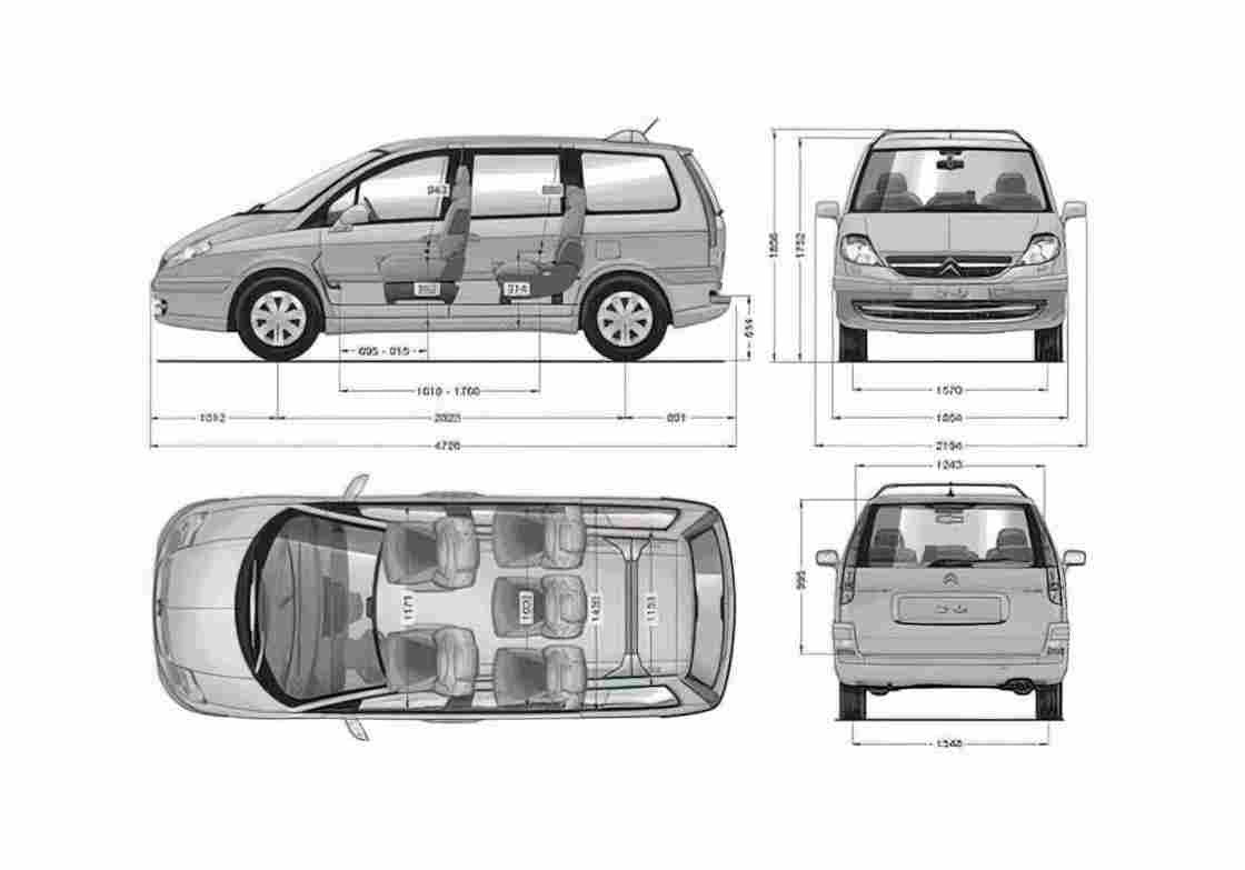 Blueprint Citroen C8 Minivan 2002 A4 Photo Print