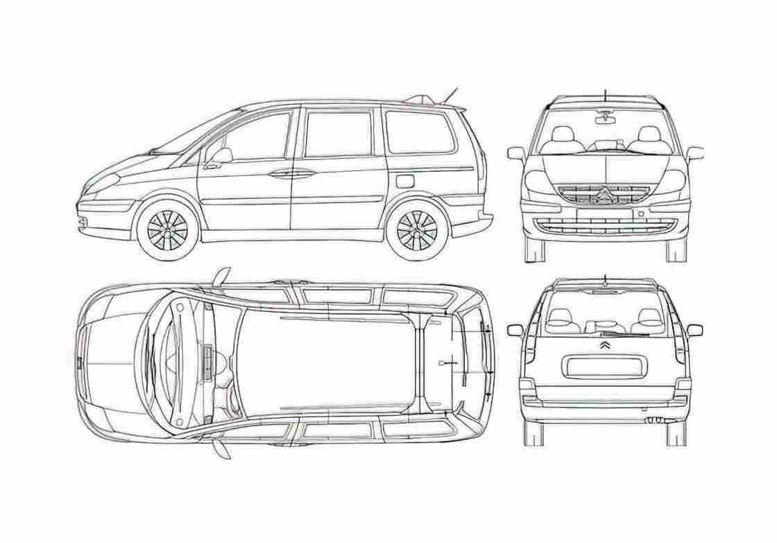 Blueprint Citroen C8 Minivan 2006 A4 Photo Print