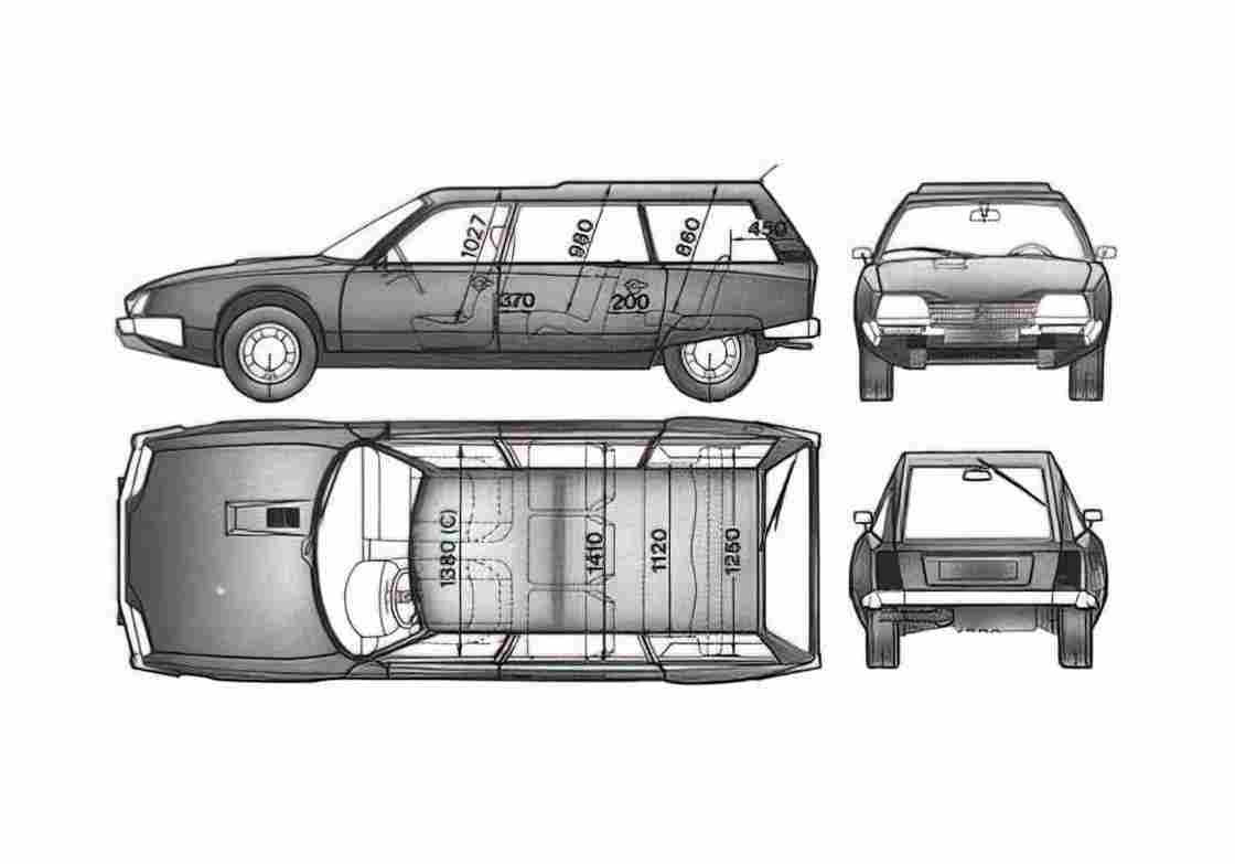 Blueprint Citroen CX Break Familiale Wagon 1978 A4 Photo Print