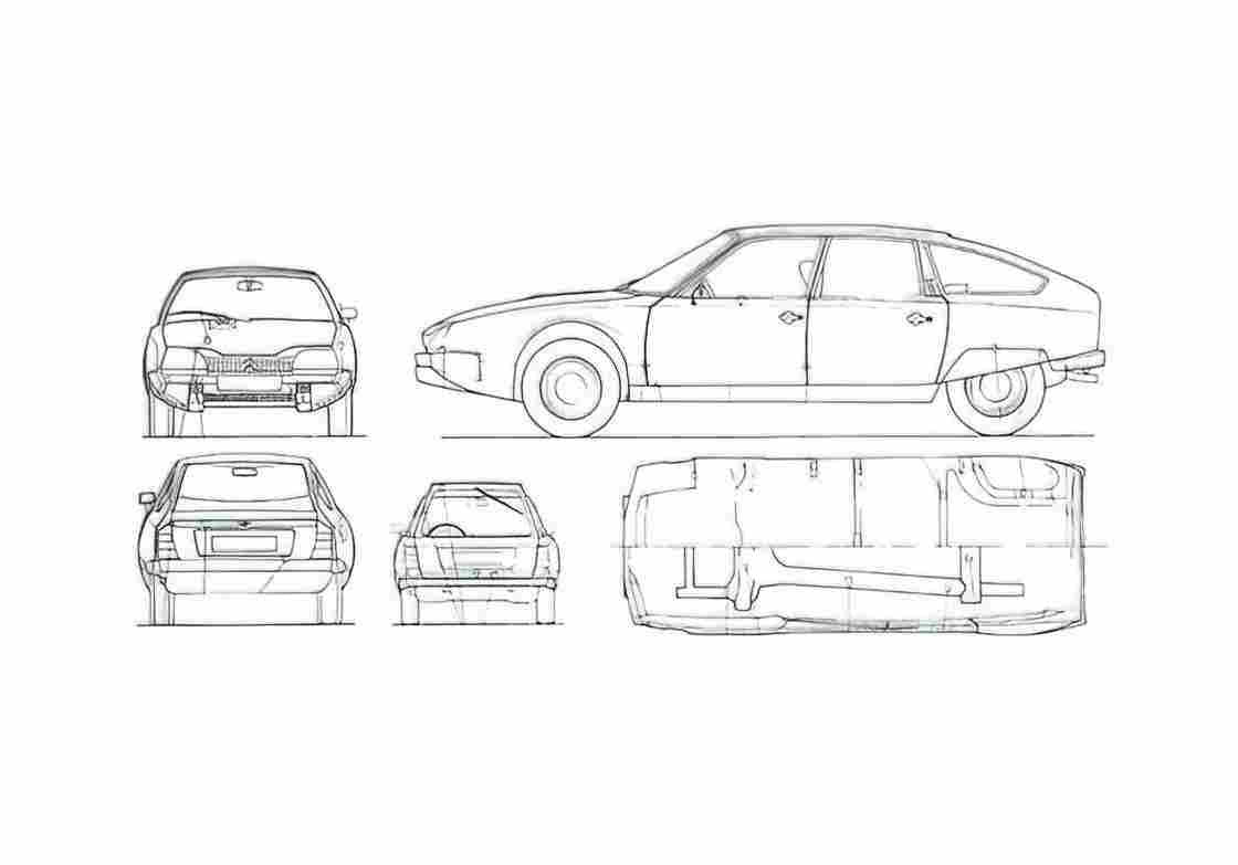 Blueprint Citroen CX Hatchback 1974 A4 Photo Print