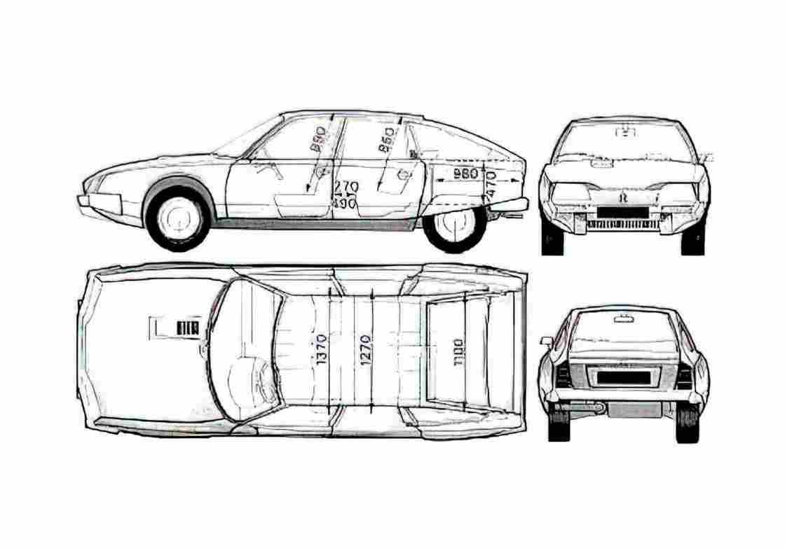 Blueprint Citroen CX Hatchback 1975 A4 Photo Print